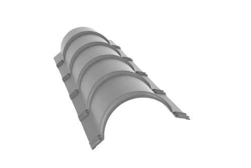 Планка конька полукруглого 0,4 PE с пленкой RAL 7004 сигнальный серый (1,97м)