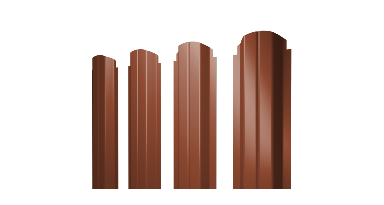 Штакетник П-образный А фигурный 0,45 PE RAL 8004 терракота